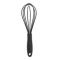 Mini black manual silicone egg whisk kitchen baking tool with ergonomic plastic handle - Black