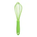 Mini silicone manual egg whisk for kitchen baking, green plastic handle food mixer tool. - Green