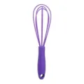 Purple mini silicone manual egg whisk with plastic handle for kitchen baking and cooking. - Purple