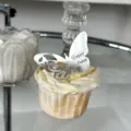 Silver acrylic butterfly cake topper with happy birthday text for party dessert decoration. - Butterfly Happy Birthday / Silver
