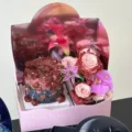 Set scatola regalo San Valentino luna rosa cake topper moonlight lover con fiori freschi - Scatola da Trasporto Rosa