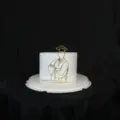 Decoración de pastel de graduación de acrílico minimalista, silueta dorada elegante. - Pose de Doctor Masculino / Dorado