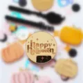 Halloween acrylic cupcake topper gold mirror happy halloween party cake decoration - Happy Halloween Round Tag