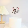 Valentine acrylic cake topper love heart shape insert decoration for party baking dessert - Mirror Red Heart Love