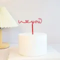 Red acrylic cake topper with love script design, perfect for Valentine's Day celebrations. - Simple I Love You