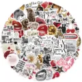 Esthetische roze zwarte graffiti waterdichte stickers pack voor telefoon laptop bagage diy - 100 zilveren meisjes stickers
