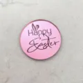 Topper de gâteau de Pâques en acrylique rose rond gravé au laser décoration de fête - Style Marqué au Laser 2 / Rouge Rose Miroir