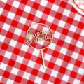 Hölzerner Happy Birthday Tortenaufsatz Detail, minimalistische Waldstil Party Deko. - Stil E