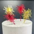 Adornos para tartas de fuegos artificiales acrílicos en rojo y oro, perfectos para año nuevo. - Fireworks