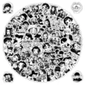 Black and white KPOP demon hunter cartoon stickers, waterproof decal pack for phone and laptop. - 102pcs Black & White Witch Hunters Stickers