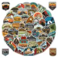 50pcs vintage nature landscape national park stickers waterproof vinyl decal for laptop helmet. - Natural Magnificent Scenery / 50 Pieces/Pack