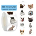 Cute funny cat stickers roll 500 pcs 25mm decorative labels for journaling and crafts. - Realistic Cats
