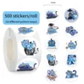 500 pcs roll cute blue tiger stickers 25mm cartoon journaling decorative labels for crafts - Monster Hunter Girl Group Little Tiger