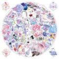 52 Pcs Holographic Aesthetic Stickers Pink Blue Cute DIY Stationery Notebook Decals - 52 Pcs Glittery Small Objects Stickers