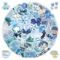 52pcs Blue Aesthetic Graffiti Stickers Waterproof Cute Decals for Laptop Luggage and Journal - Fresh Graffiti / 52 Pieces/Pack / Blue