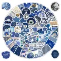 103pcs blue aesthetic vintage stickers pack for laptop journal phone case water bottle - 103 Pieces/Pack / Dark Blue