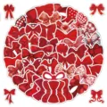 Cute red bow stickers aesthetic decorative waterproof decals for phone laptop journal 54pcs - Bow / 54 Pcs Pack