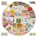 Retro vintage botanical floral stamp stickers set, 62pcs decorative journal supplies for luggage. - Vintage Stamp / Pack Of 62