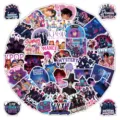 Detailed shot of KPOP demon hunters graffiti stickers, waterproof vinyl decal pack for decor. - KPOP Demon Hunters Anime Theme / 50 Pieces/Pack