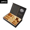 24pcs gold stainless steel cutlery set luxury gift box kitchen knife fork spoon flatware set - Gold