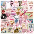 50st roze esthetische stickers waterdichte dagboek scrapbooking voor telefoon mok - Junk Journal Afval Thema / 50 Stuks/Pak