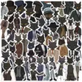 Adorables autocollants chat noir gentleman imperméables décors pour ordinateur portable - 50 autocollants chat noir gentleman