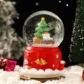 Christmas snow globe music box with Santa Claus tree ornament holiday gift for kids girls - 261 Christmas Tree Snowman