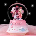Pink snow globe music box with couple figures and Ferris wheel, cute birthday gift for kids. - 2338 Ferris Wheel - Pink