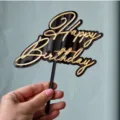 Topper de gateau d'anniversaire en acrylique noir et or pour la decoration de fete - Noir et Or