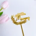 Gold acrylic cake topper happy birthday mommy floral design dessert decoration party supplies - Happy Birthday Mommy