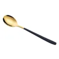 Stainless steel spoon with gold finish and matte black handle, elegant long-handle design for daily use. - Black & Gold