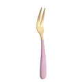 Edelstahl-Fruchtgabel mit rosa Griff, elegantes zweizinkiges Design für Kuchen und Dessert. - Roségold
