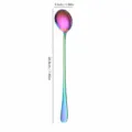 Stainless steel long handle spoon with rainbow gradient color, 18.8cm length for kitchen use. - Iced Round Spoon / Rainbow