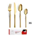 Gold stainless steel cutlery set luxury knife fork spoon tableware for home hotel restaurant - 24 Pieces Set / Gold