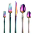 Rainbow stainless steel flatware set, luxury wasp waist knife fork spoon for dining table. - Five-Piece Set / AB Color