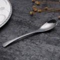 Dark stainless steel small spoon for yogurt dessert tasting kitchen tableware mini item - Tea Spoon