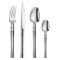 Stainless steel cutlery set variant featuring a sleek waist design, fork, knife and spoons. - Four-Piece Set / Silver
