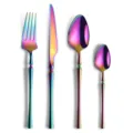Rainbow stainless steel cutlery set with modern wasp waist design, 4 pieces flatware - Four-Piece Set / AB Color