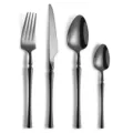 Stainless steel cutlery set black fork knife spoon modern tableware kitchen dining. - Four-Piece Set / Black