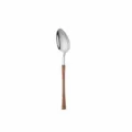 Stainless steel spoon with wood grain handle, slim waist design, minimalist Japanese style variant. - Tea Spoon / Wood Grain Silver