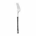 Stainless steel dinner fork with stylish black marble handle, ergonomic slim waist design. - Dinner Fork / Marble Grain Silver