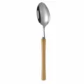 Japanese 304 Stainless Steel Spoon with Wooden Handle, 19.5cm Long Kitchen Cutlery Tool - Dinner Spoon / Ash Wood Handle