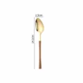 Gold stainless steel spoon with faux wood handle elegant western tableware 14.1cm length - Tea Spoon / Wood Grain Gold