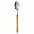 Japanese 304 stainless steel spoon with wooden handle, elegant tableware 19cm long. - Dessert Spoon / Ash Wood Handle