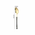 Gold stainless steel spoon with black marble handle, 14.1cm dining variant cutlery item - Tea Spoon / Marble Grain Gold