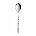 Nordic stainless steel dinner spoon with marble texture handle, 21cm length, 43g weight. - White Marble Pattern Dinner Spoons