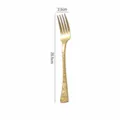 Tenedor de acero inoxidable dorado con mango de textura de corteza para cenas 20.5cm - Tenedor de Mesa / Dorado