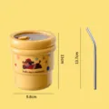 Cute dachshund stainless steel water cup with straw 420ml yellow portable coffee mug - 420ml / Yellow