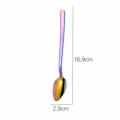 Stainless steel baby fruit mud spoon with serrated edge, colorful spoon variant for food. - Colorful