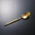 Gold stainless steel dessert spoon with elegant decorative handle, 20cm long luxury tableware. - Gold Spoon